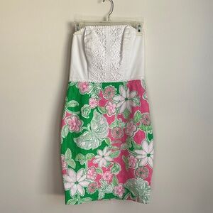 Lilly Pulitzer White Floral Strapless Dress